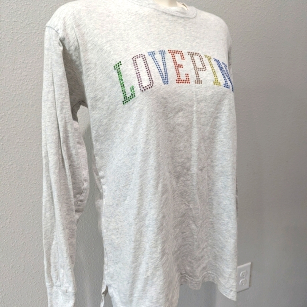 Victoria's Secret Love Pink Gray Long Sleeve Shirt - Picture 2 of 4